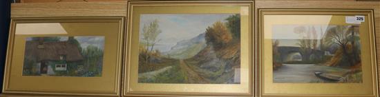 H.E. Willmer, three oil landscapes, c.1922, largest 24 x 34cm